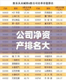 公司凈資產排名大揭秘,誰是行業巨頭?