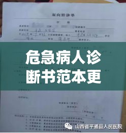 危急病人診斷書范本更新,專業標準,一目了然