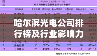 哈爾濱光電公司排行榜及行業(yè)影響力深度解析