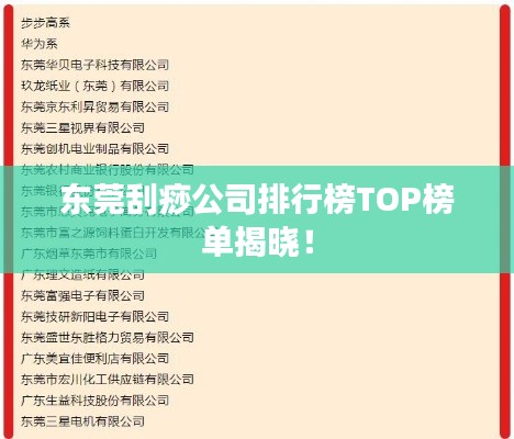 東莞刮痧公司排行榜TOP榜單揭曉!