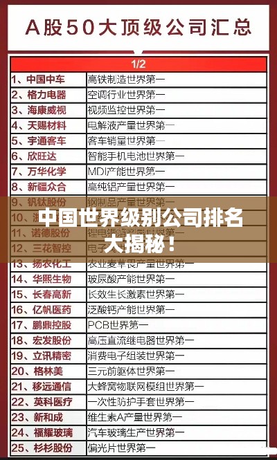 中國世界級別公司排名大揭秘！