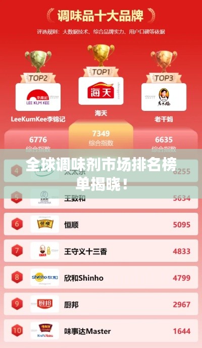 全球調味劑市場排名榜單揭曉！