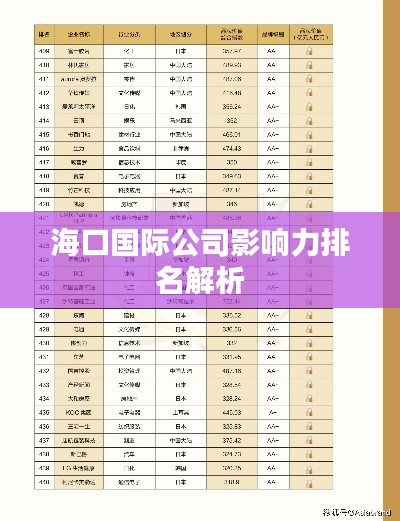 海口國際公司影響力排名解析