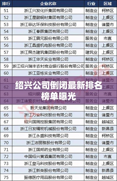 紹興公司倒閉最新排名榜單曝光