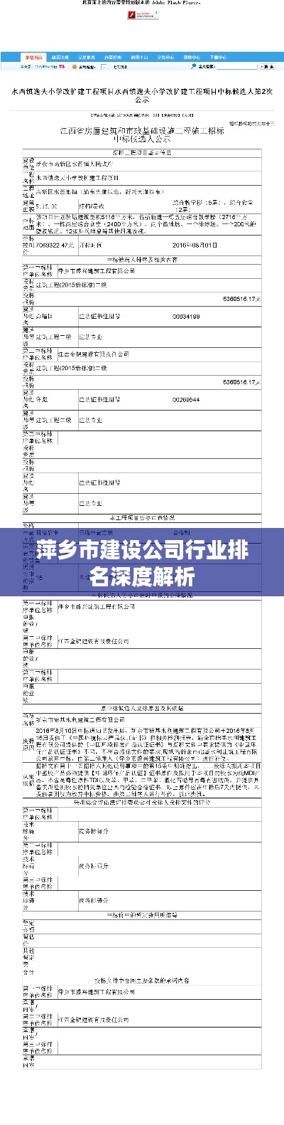 萍鄉市建設公司行業排名深度解析