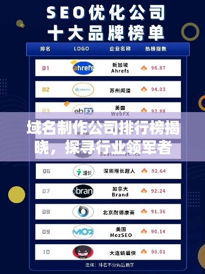 域名制作公司排行榜揭曉,探尋行業領軍者