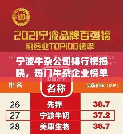 寧波牛雜公司排行榜揭曉,熱門牛雜企業榜單!