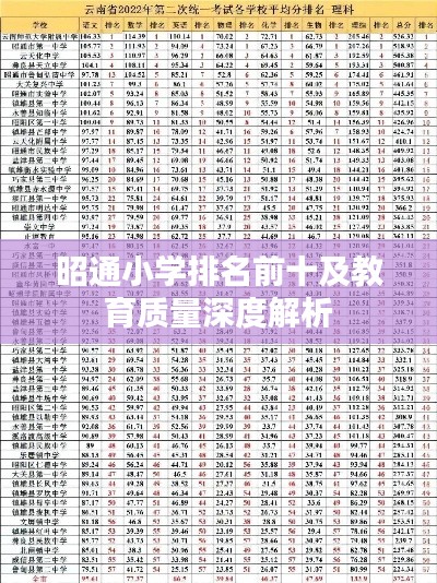 昭通小學排名前十及教育質量深度解析