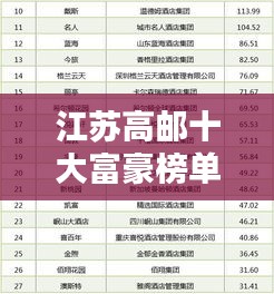 江蘇高郵十大富豪榜單揭曉,富豪精英的力量與秘密