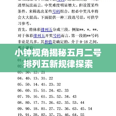 小鐘視角揭秘五月二號排列五新規律探索