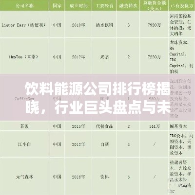 飲料能源公司排行榜揭曉,行業巨頭盤點與未來趨勢預測