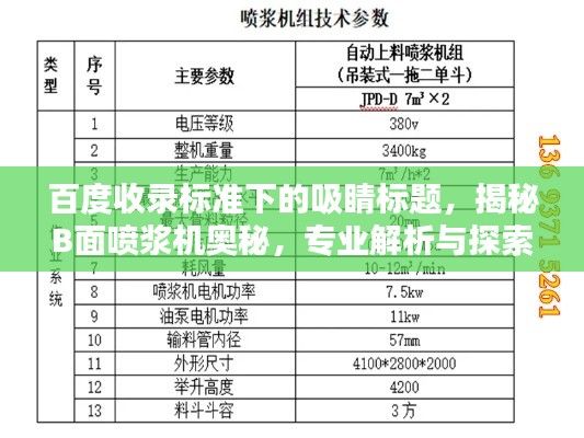 百度收錄標(biāo)準(zhǔn)下的吸睛標(biāo)題，揭秘B面噴漿機(jī)奧秘，專業(yè)解析與探索
