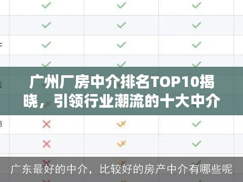 廣州廠房中介排名TOP10揭曉,引領行業潮流的十大中介榜單出爐!