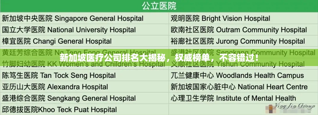 新加坡醫療公司排名大揭秘,權威榜單,不容錯過!