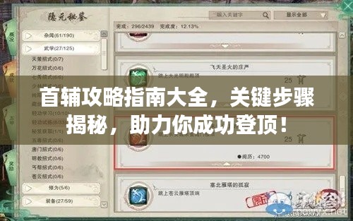 首輔攻略指南大全,關(guān)鍵步驟揭秘,助力你成功登頂!