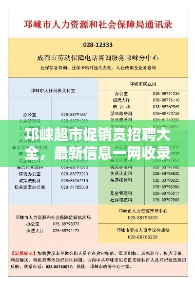 邛崍超市促銷員招聘大全,最新信息一網收錄