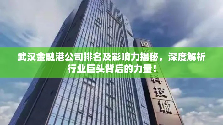 武漢金融港公司排名及影響力揭秘,深度解析行業巨頭背后的力量!