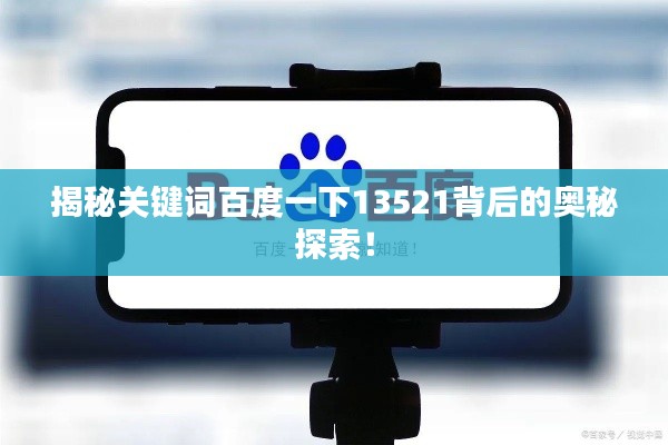 揭秘關鍵詞百度一下13521背后的奧秘探索!