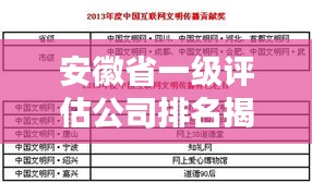 安徽省一級評估公司排名揭曉，影響力與實力并存！