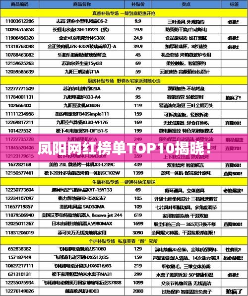 鳳陽網(wǎng)紅榜單TOP10揭曉!