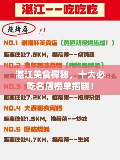 湛江美食探秘,十大必吃名店榜單揭曉!