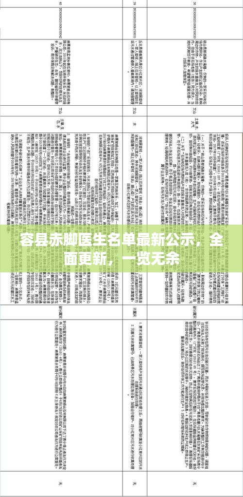 容縣赤腳醫(yī)生名單最新公示,全面更新,一覽無余