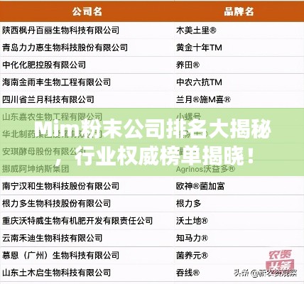Mim粉末公司排名大揭秘，行業權威榜單揭曉！