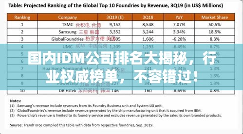 國內IDM公司排名大揭秘,行業權威榜單,不容錯過!