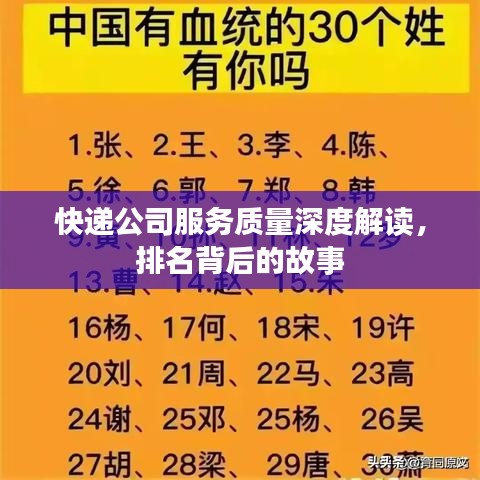 快遞公司服務(wù)質(zhì)量深度解讀,排名背后的故事