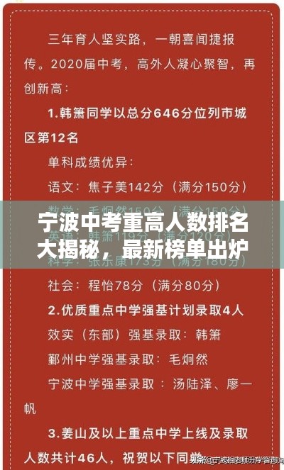 寧波中考重高人數排名大揭秘,最新榜單出爐!