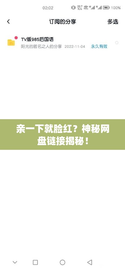 親一下就臉紅?神秘網盤鏈接揭秘!