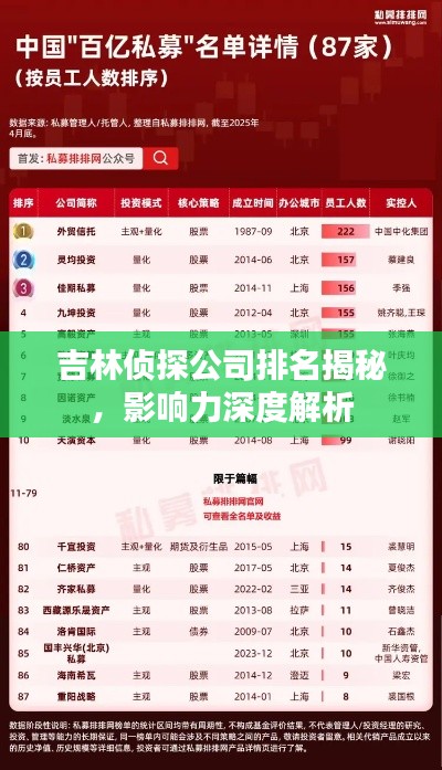 吉林偵探公司排名揭秘,影響力深度解析