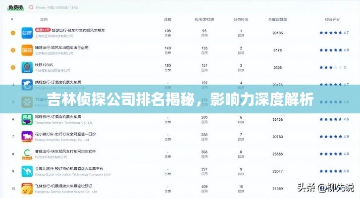 吉林偵探公司排名揭秘,影響力深度解析