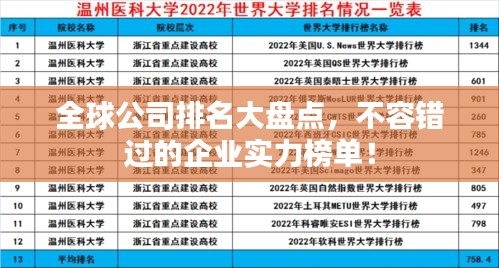 全球公司排名大盤點(diǎn),不容錯(cuò)過的企業(yè)實(shí)力榜單!