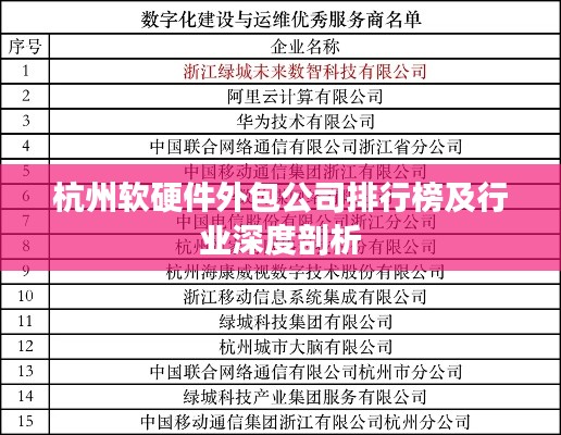 杭州軟硬件外包公司排行榜及行業(yè)深度剖析
