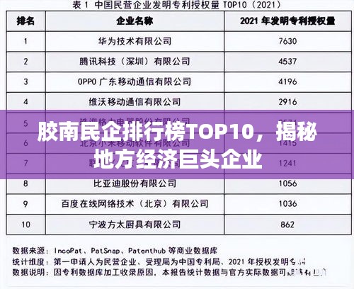 膠南民企排行榜TOP10,揭秘地方經濟巨頭企業