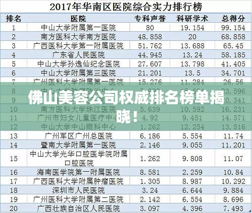 佛山美容公司權(quán)威排名榜單揭曉!