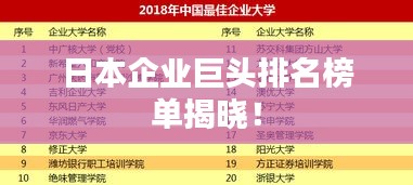 日本企業巨頭排名榜單揭曉!