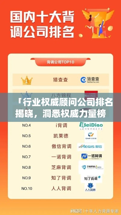 「行業權威顧問公司排名揭曉，洞悉權威力量榜單」