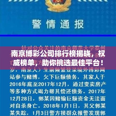南京博彩公司排行榜揭曉，權威榜單，助你挑選最佳平臺！