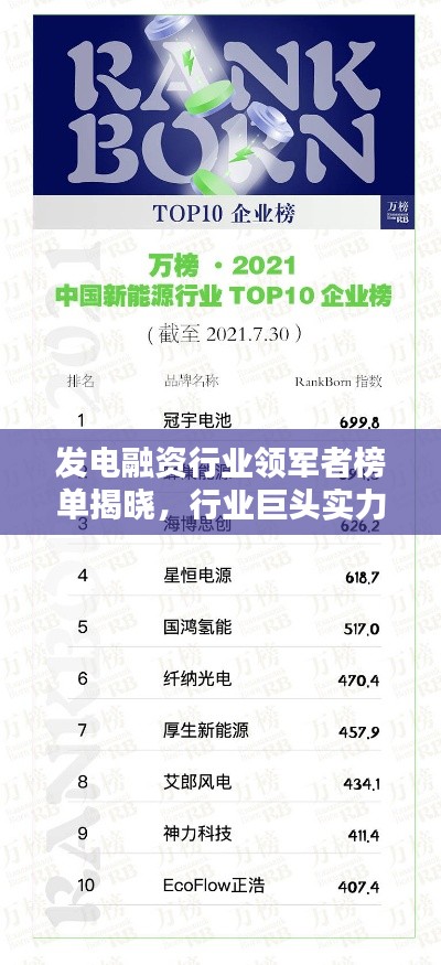 發(fā)電融資行業(yè)領(lǐng)軍者榜單揭曉,行業(yè)巨頭實(shí)力排名!