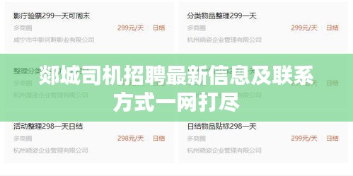 郯城司機(jī)招聘最新信息及聯(lián)系方式一網(wǎng)打盡