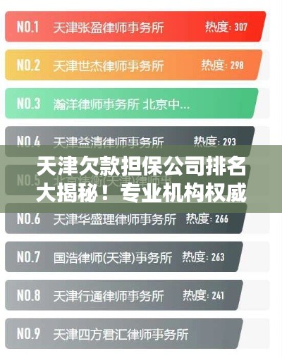 天津欠款擔保公司排名大揭秘！專業機構權威榜單出爐！